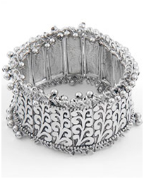 Antique silver metal stretch bracelet