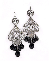 Hematite silver tone earrings