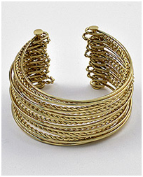 Gold tone metal stackable style cuff bracelet